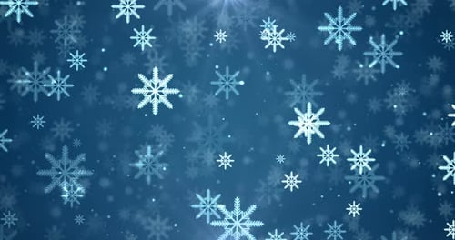 Animated Falling Snowflakes on Blue Background for Winter Holidays
