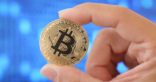Hand Holding Bitcoin Cryptocurrency Digital Finance