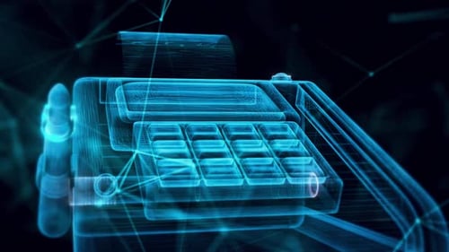 Credit Card Machine Hologram Close Up Hd