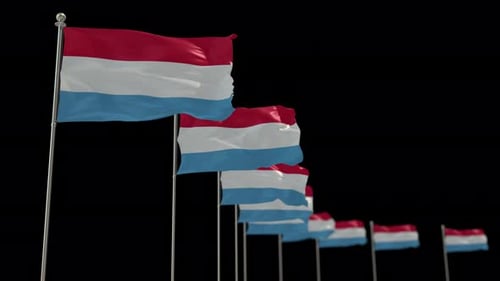 Waving Luxembourg Flag Row Animation