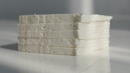 Semi hard white cow milk cheese 4K video