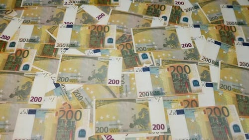 Pile of Two Hundred Euro Banknotes Close Up