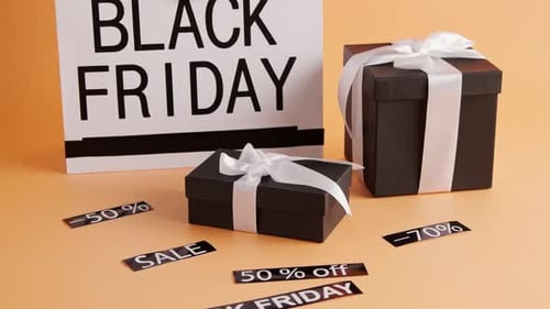 Black Friday Shopping and Gifts Flat Lay