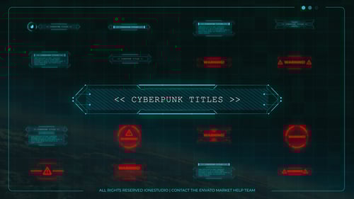 Cyberpunk HUD Titles and Warning Screens Template