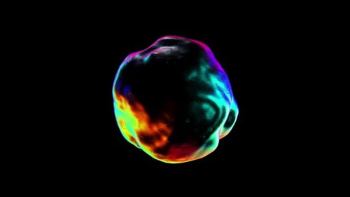 Dark Sphere Animation Loop with Colorful Reflections