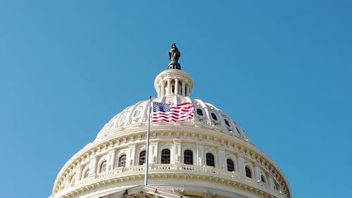 US Capitol Building Dome with American Flag
