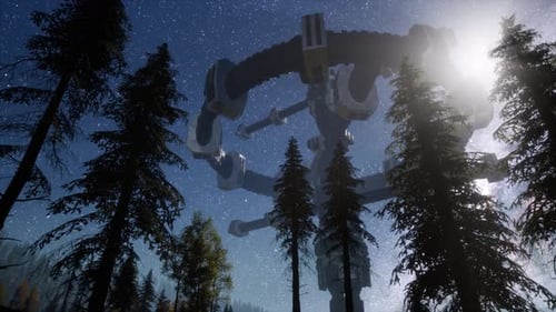 UFO Hovering Over Forest