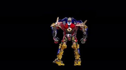 Colorful 3D Robot Performing Dynamic Dance Animation