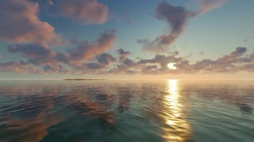 Animated Golden Sunset over Calm Ocean