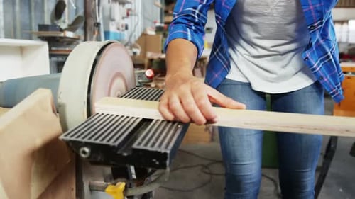 Carpenter at work in the studio