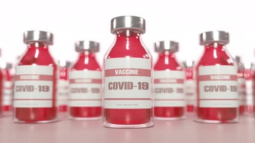 Animated COVID-19 Vaccine Vials Medical Research Display