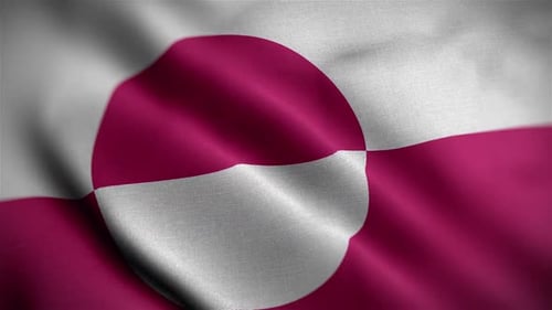 Greenland National Flag Waving in Realistic Fabric Motion