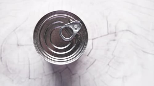 Close Up of a Food Can on White Background