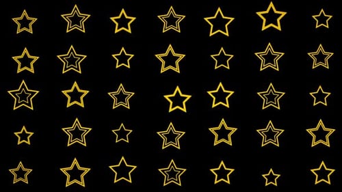Looping Golden Star Outlines Animated Background Pattern