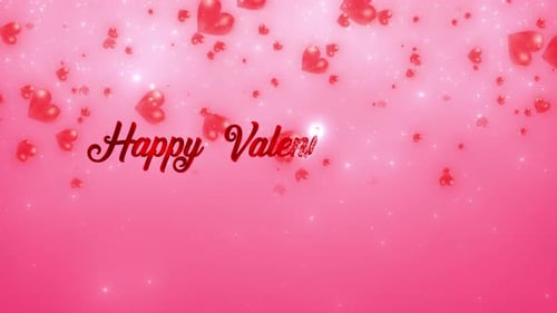 Happy Valentine's Day Sparkling Text Animation with Hearts