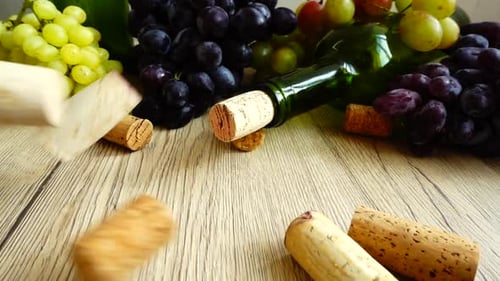 Falling Corks on a Wooden Board