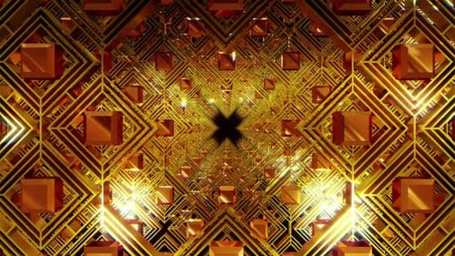 Golden Geometric Art Deco Tunnel Loop Background