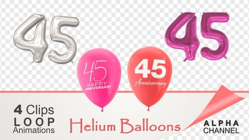 Animated 45th Anniversary Balloons and Celebration Text