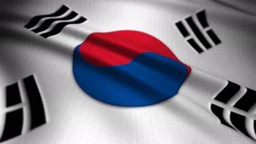 Realistic Waving South Korean Flag Loop