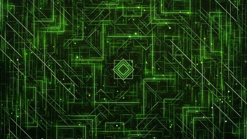 Green Glowing Geometric Abstraction