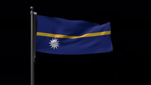 Realistic Nauru Flag Waving Animation on Flagpole