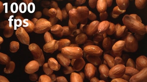 Peanuts Nuts Flying In The Air In A Free Fall In Slow Motion On Black Background 4K