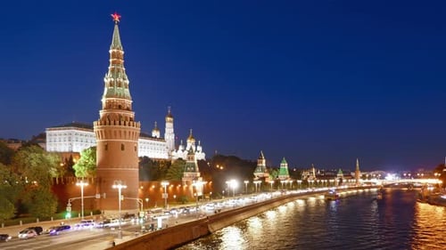 Night Hyper Lapse of Moscow Kremlin