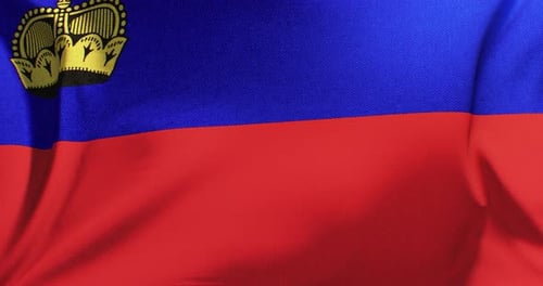 Realistic Waving Flag of Liechtenstein with Textured Fabric