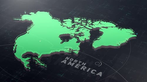Futuristic Digital Map Animation of North America