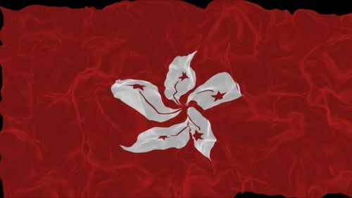 Hong Kong Flag Waving and Fluid Smoke Dissolve Transition