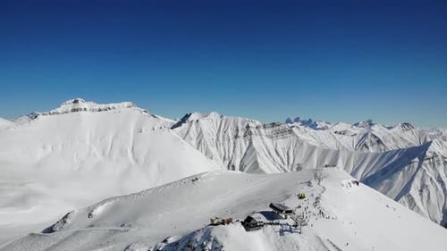 Distant View of Winter Ski Resort