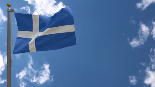 Shetland City Flag (Uk) On Flagpole
