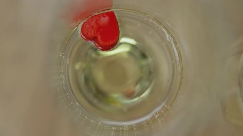 Champagne Toast with Red Hearts for Wedding