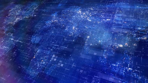 Futuristic Digital Global Network Data World Map Animation