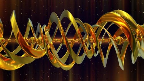 Shimmering Golden Helix Spiral Abstract Motion Background
