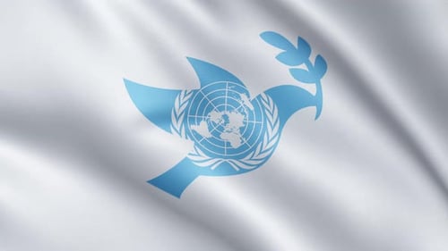 Realistic Waving United Nations Peace Dove Flag
