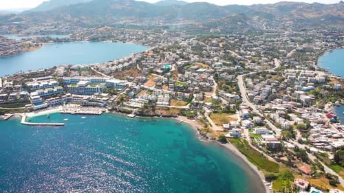 Bird Eye View of the City with Hotels and White Houses Onthe Ocean Coast at Noon