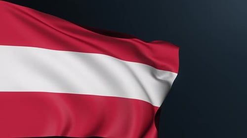 Realistic Austrian Flag Waving Loop on Dark Background
