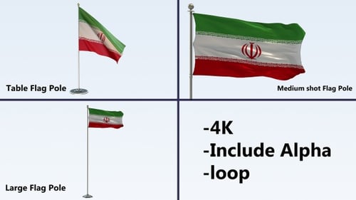 Pack de mâts avec drapeau iranien, boucle 4K