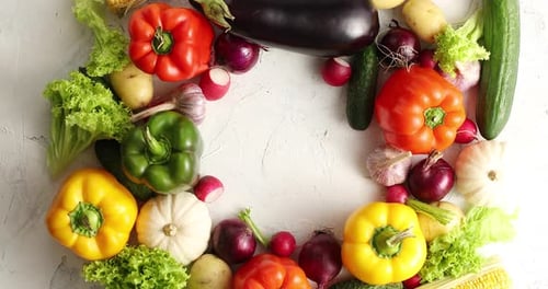 Circle of Colorful Vegetables Mix