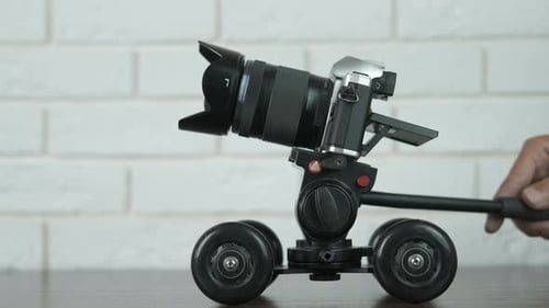 Camera on Dolly Rotating in Studio
