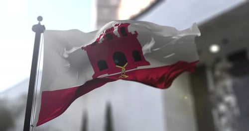 Gibraltar Flag Waving in the Wind Realistic Animation