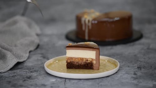 Delicious Chocolate Cake Slice Being Sampled