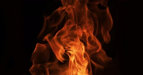 Flames in a pellet stove, Slow motion 4K