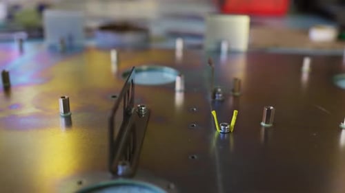 Slider Shot of a Blank Metal Components in Workshop Laboratory