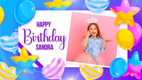 Vibrant Happy Birthday Slideshow with Balloons and Confetti