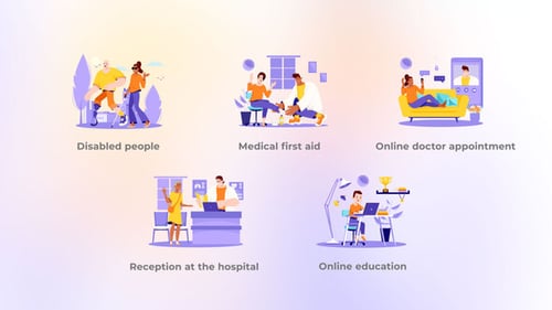 Online doctor appointment - Big Character Tool Set Concept