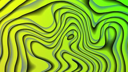 Abstract Flowing Green and Yellow Liquid Waves Background