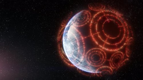 Futuristic Earth with Glowing Global Energy Network Animation