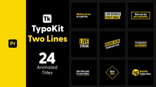 Kit de tipografía y títulos de dos líneas para Premiere Pro - Paquete de títulos en movimiento con texto de doble línea